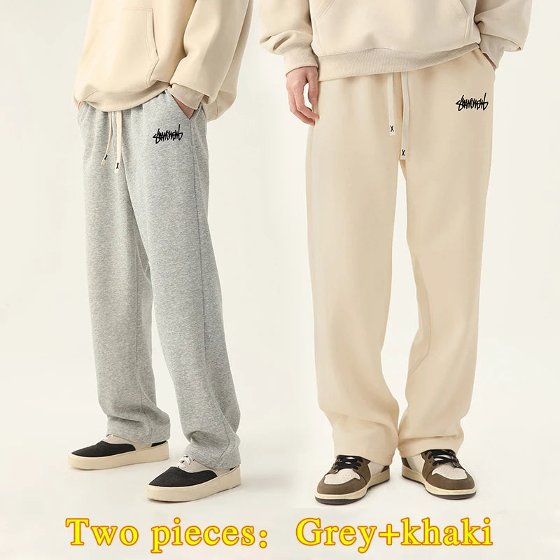 Men's Graphic Drawstring Waist Sweatpants, Regular Fit Casual Pocket Straight Leg Pants for Daily Wear, Men's Bottoms for Season