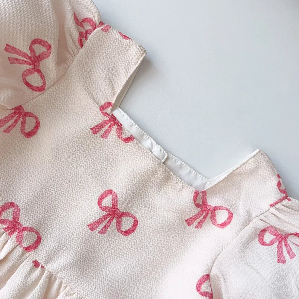 Bow Print Casual Dress