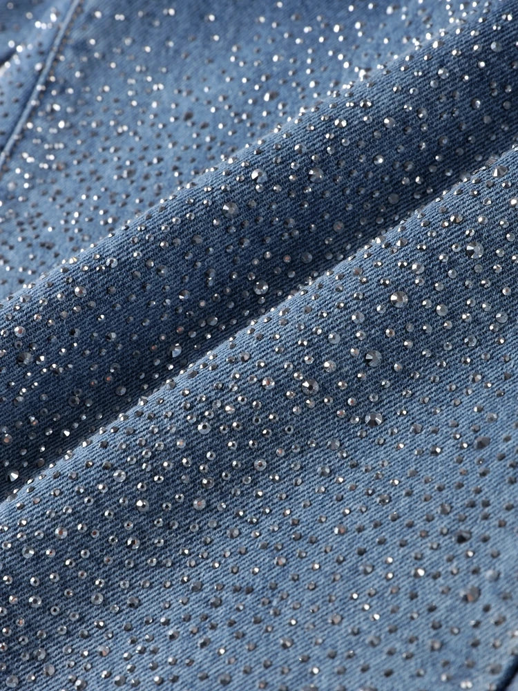 Rhinestone High Waist Jeans