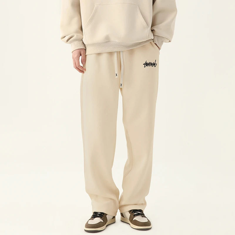 Men's Graphic Drawstring Waist Sweatpants, Regular Fit Casual Pocket Straight Leg Pants for Daily Wear, Men's Bottoms for Season