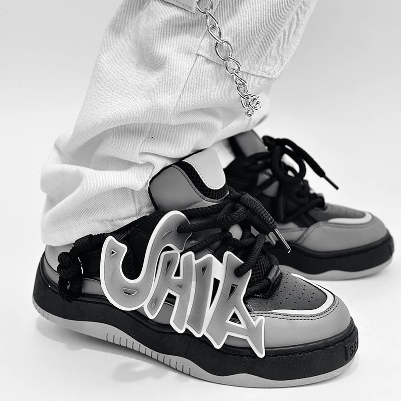 2025 Spring New Men's Fashion Street Bread Shoes Anti-slip Wear-resistant Thick Sole Increase Tide Shoes Trend Board Shoes