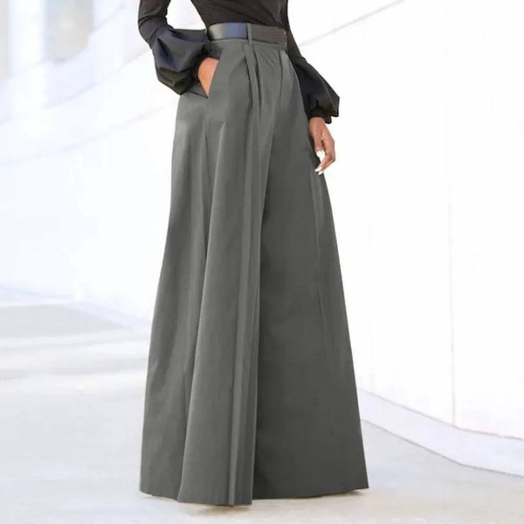 Flared Palazzo Pants For Women Cropped Cotton Linen Comfy Baggy Pants With Pockets Fashion Elegant Party High Waist Trousers