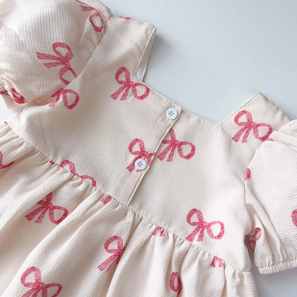 Bow Print Casual Dress