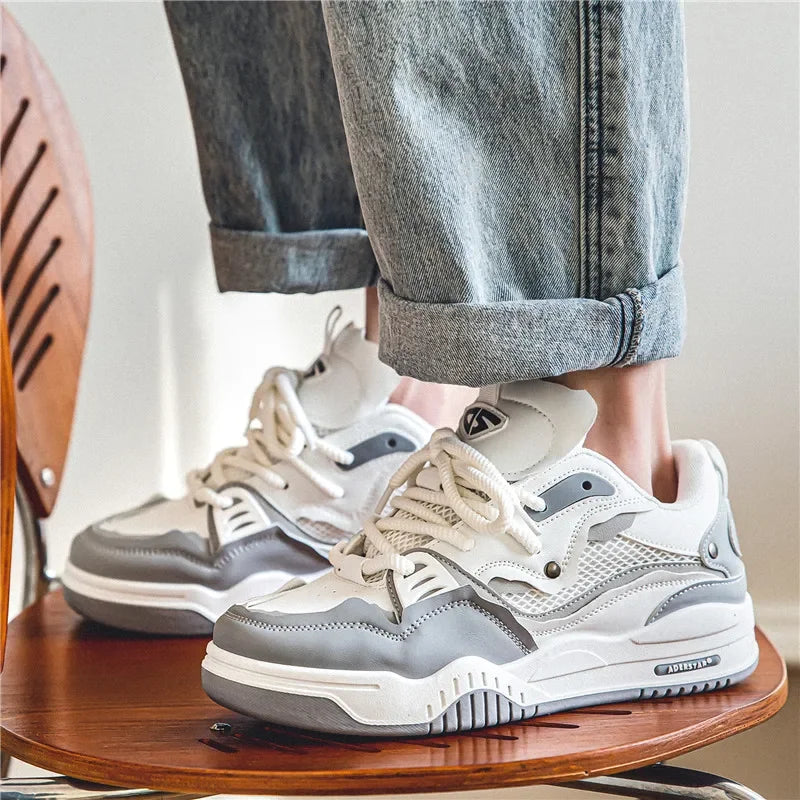 Men's Vulcanized Shoes Trendy Personalized Teenagers Casual Shoes Round Toe Lace-Up Plus Size Platform Shoes Men Shose For Sale