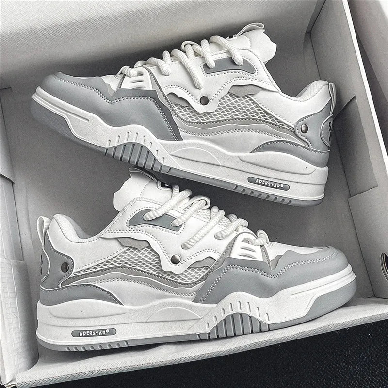 Men's Vulcanized Shoes Trendy Personalized Teenagers Casual Shoes Round Toe Lace-Up Plus Size Platform Shoes Men Shose For Sale