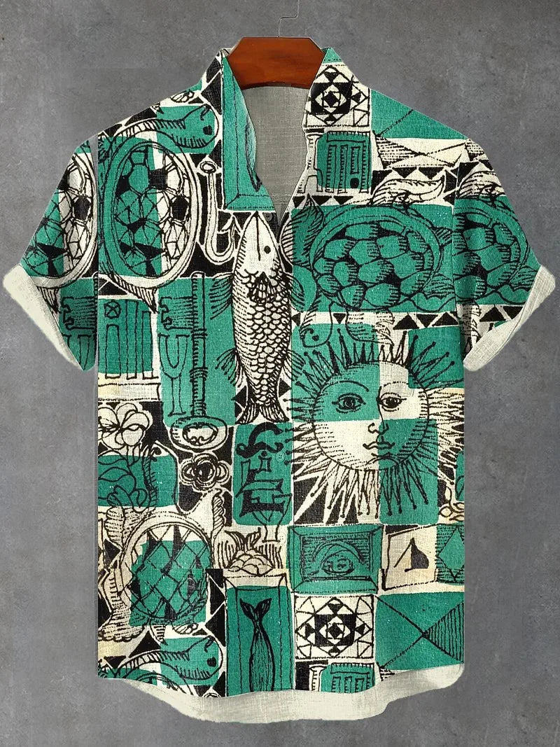 Cat Graphics Hawaiian Lapel Shirt