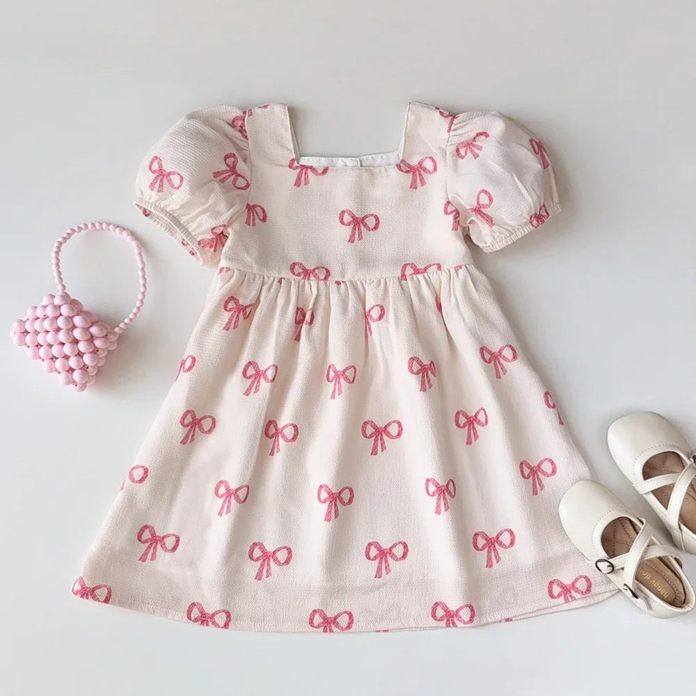 Bow Print Casual Dress
