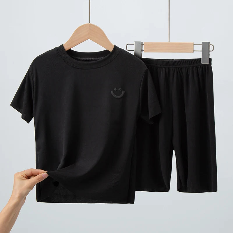 Thin Short-sleeved Shorts Ice Silk Suit