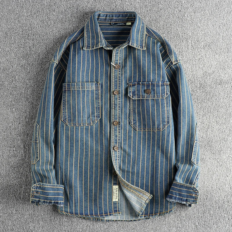 Denim Cargo Striped Shirt