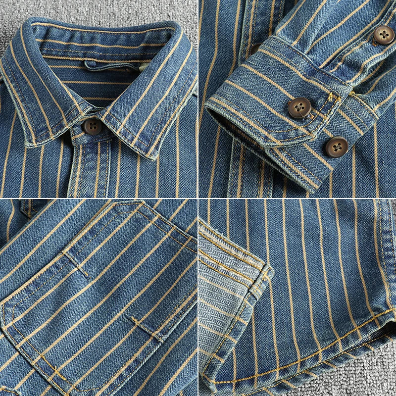 Denim Cargo Striped Shirt