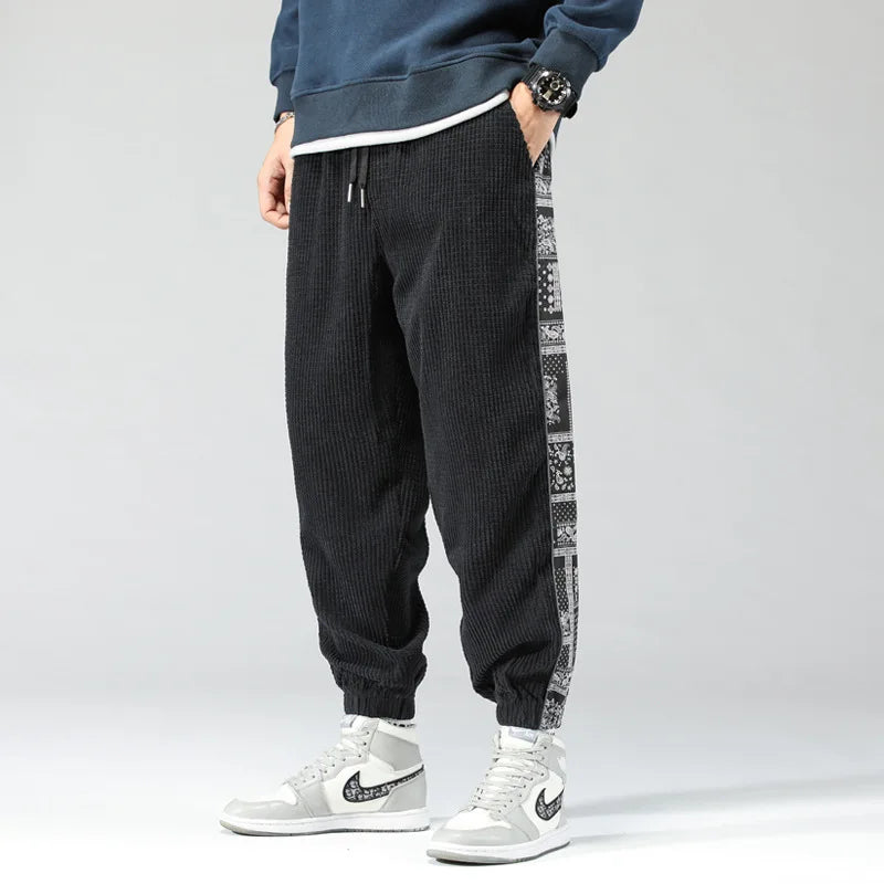 Oversize Cashew Flower Corduroy Sweatpants Pantalones