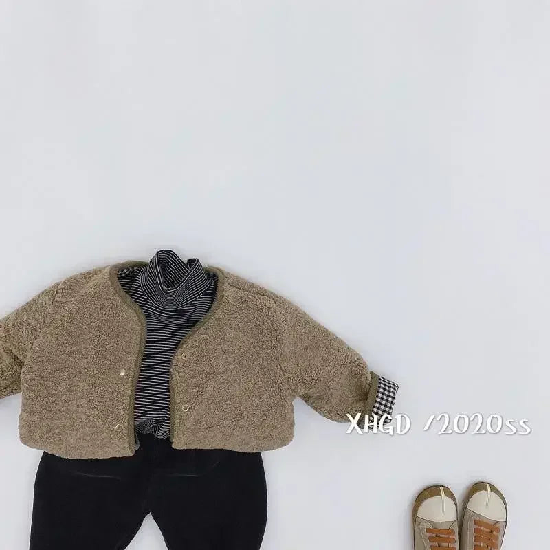 Two Sided Plaid Plush Jacket