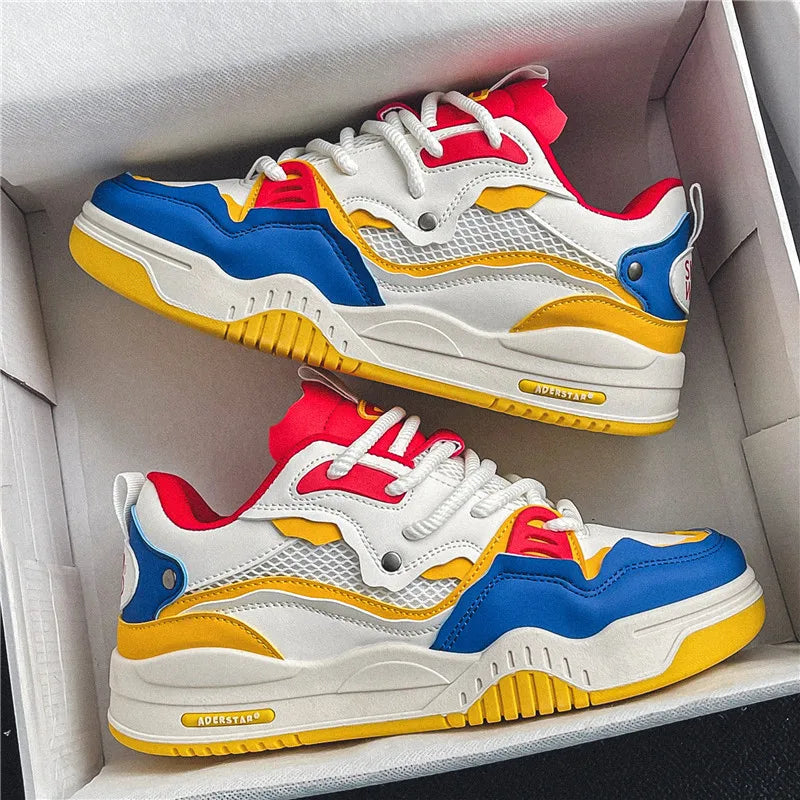 Men's Vulcanized Shoes Trendy Personalized Teenagers Casual Shoes Round Toe Lace-Up Plus Size Platform Shoes Men Shose For Sale