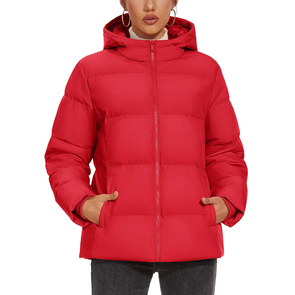 TACVASEN Winter Down Jackets Womens Hooded Puffer Jackets Lightweight Thermal Warm Down Coats Padded Jacket Quilted Coat Outwear