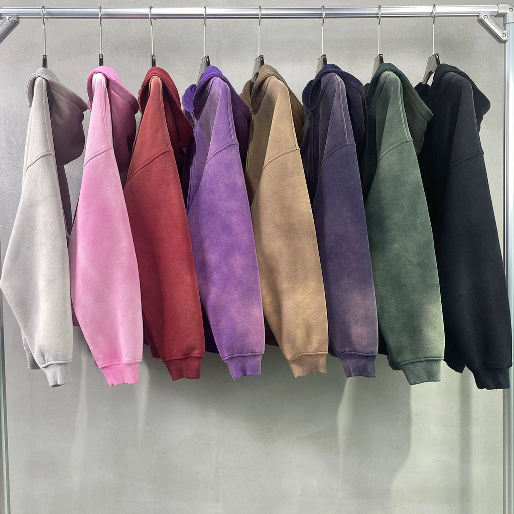 Tie Dye Washed Zip Up Hoodies