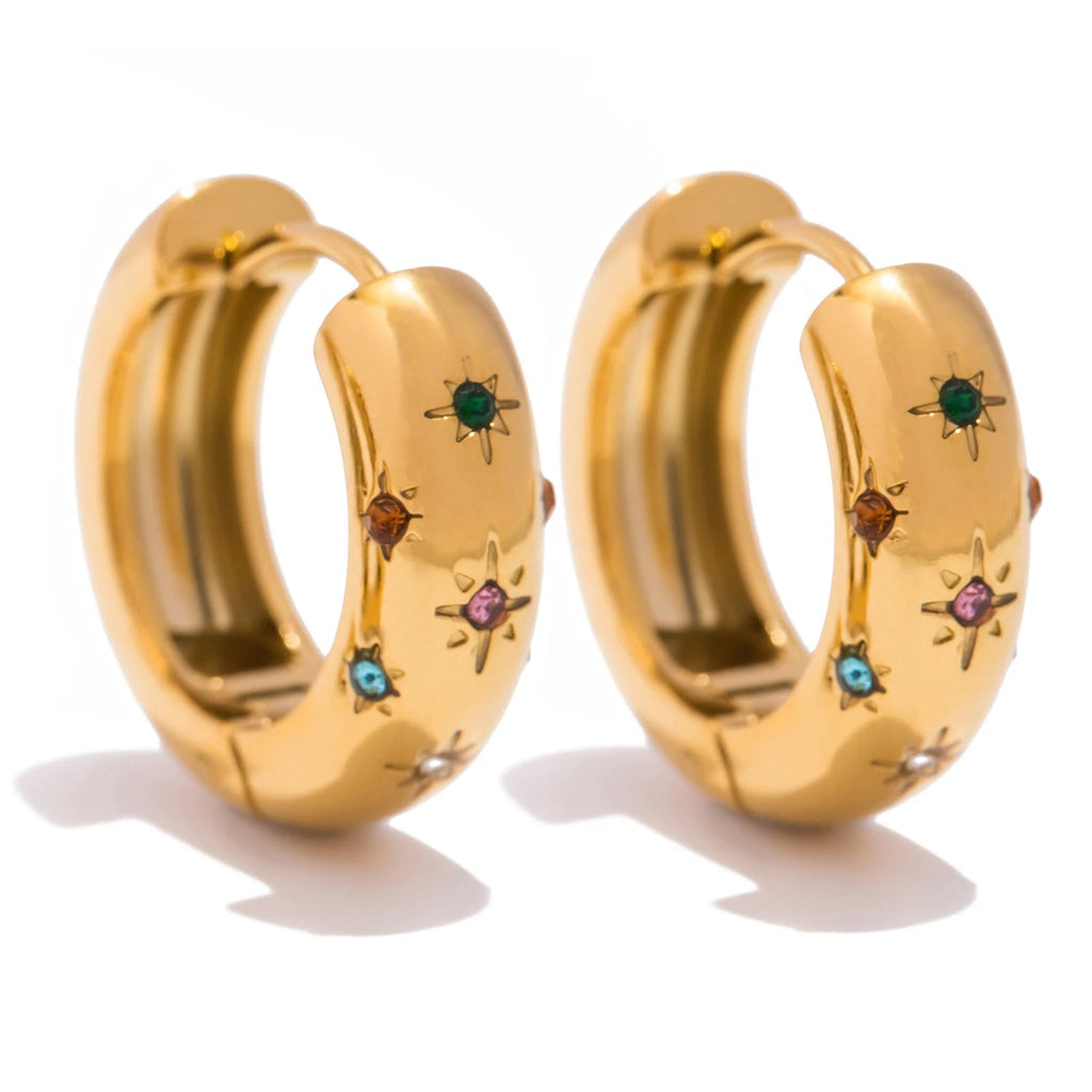 Inlaid Zircon Hoop Earrings