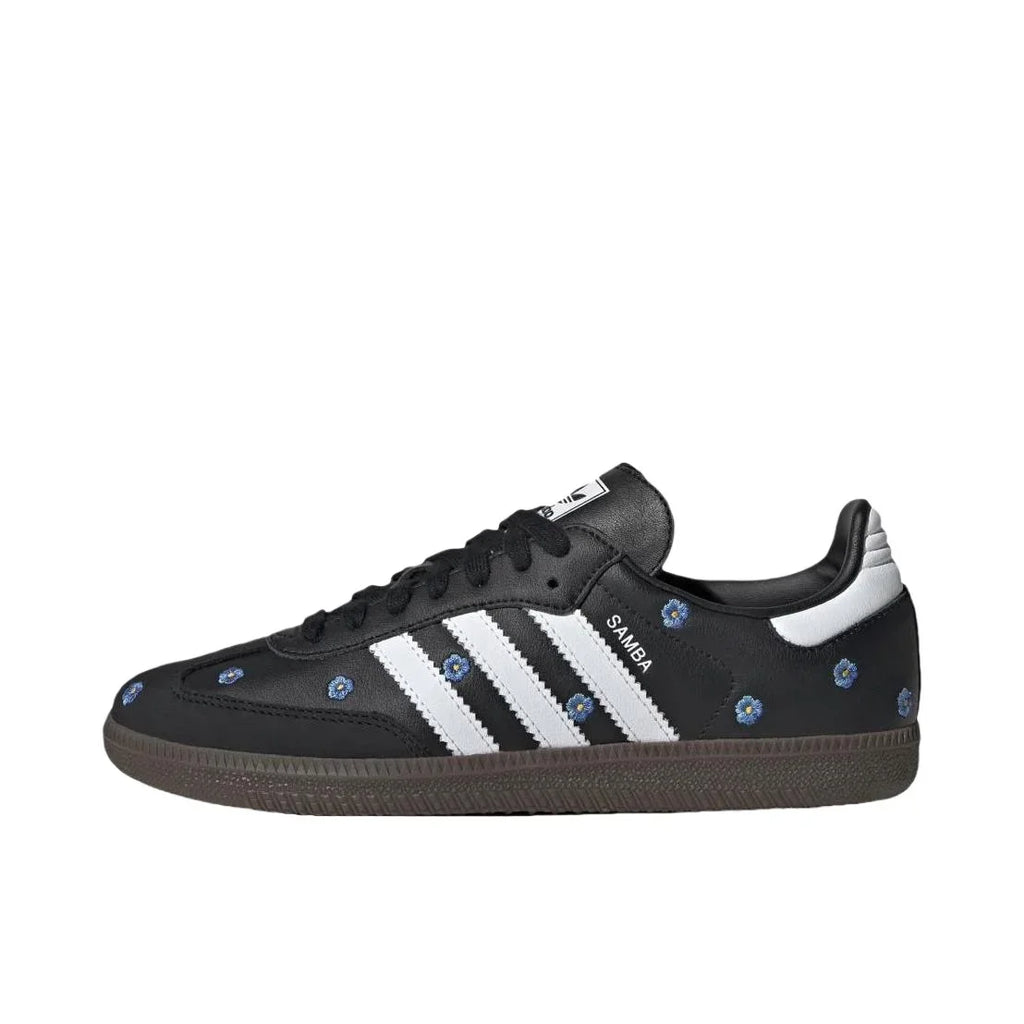 Adidas Original Samba OG WOMEN Skateboarding Shoes Little Blue Flower - Grey Blue Low Top German Training Board Shoes