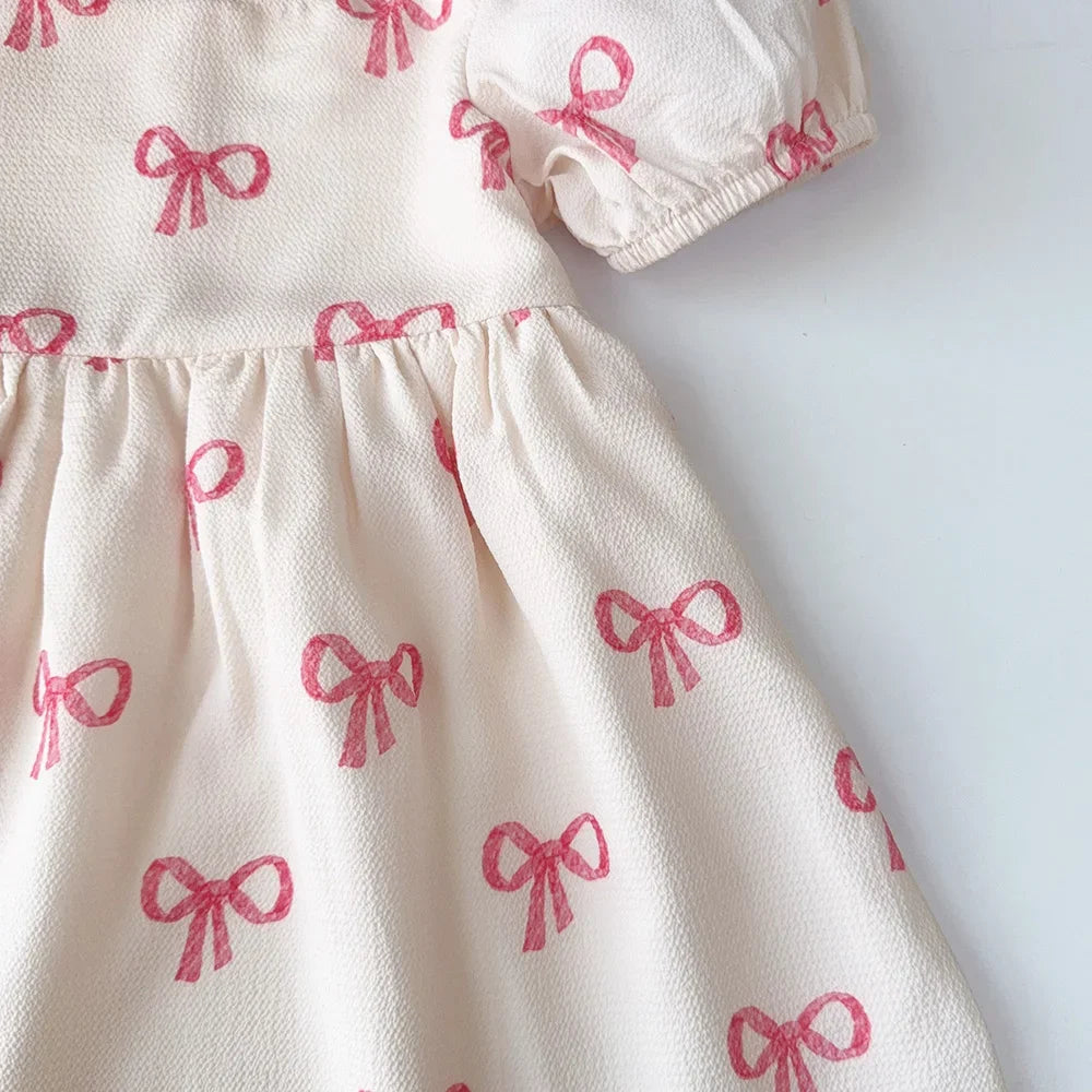 Bow Print Casual Dress