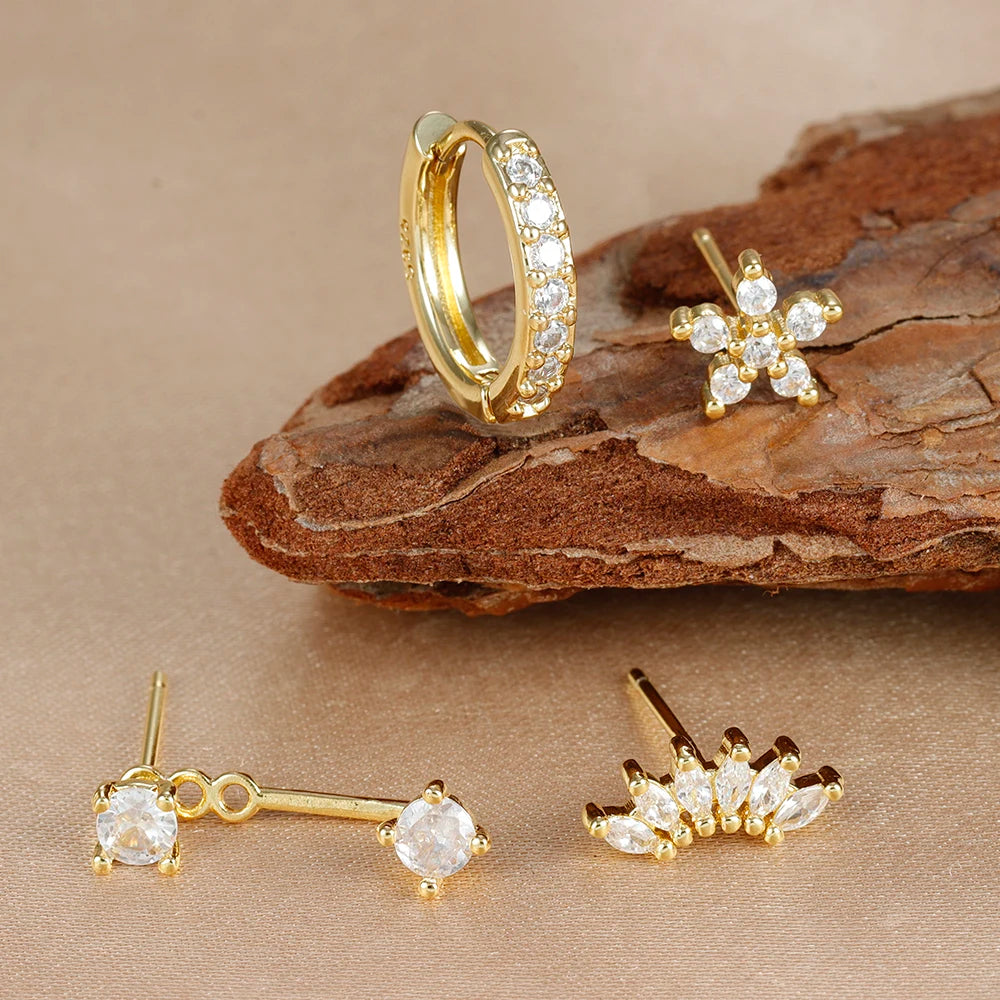 4PCS Circle Huggie Hoop Earrings