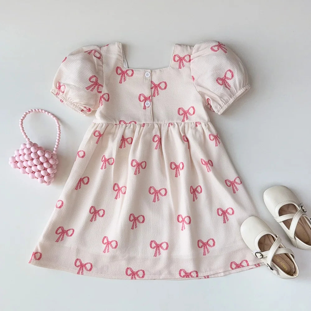 Bow Print Casual Dress