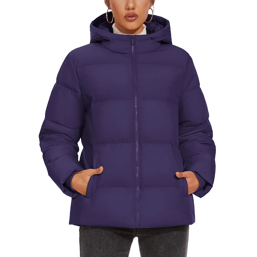 TACVASEN Winter Down Jackets Womens Hooded Puffer Jackets Lightweight Thermal Warm Down Coats Padded Jacket Quilted Coat Outwear