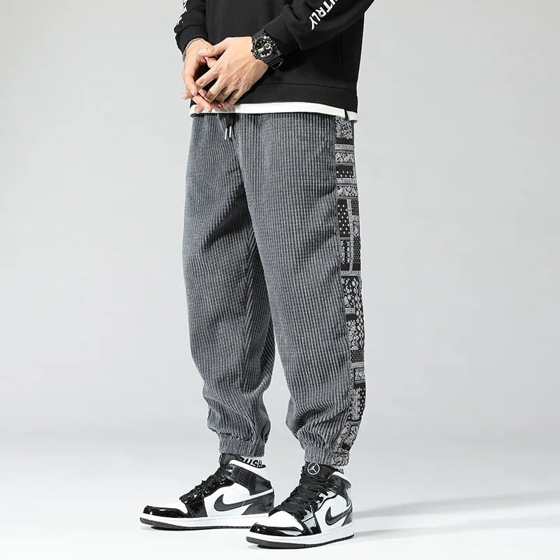 Oversize Cashew Flower Corduroy Sweatpants Pantalones