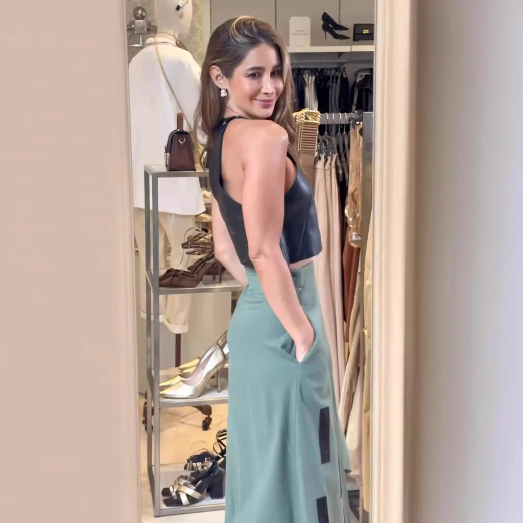 Women's Suit New Fashion Sleeveless Neck Short Top Irregular Skirt Two Piece Set for Women