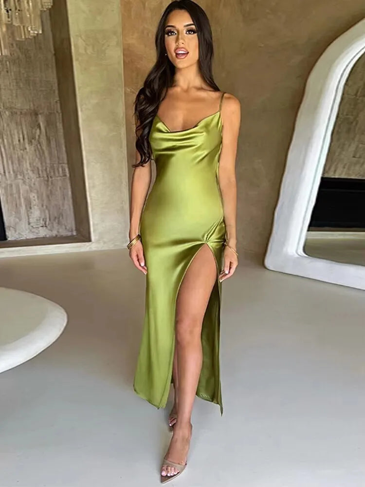 Avrilyaan Satin Backless Slim Sexy Dress Women 2024 Bodycon Long Summer Dress Mermaid Elegant NightClub Party Dresses Vestidos