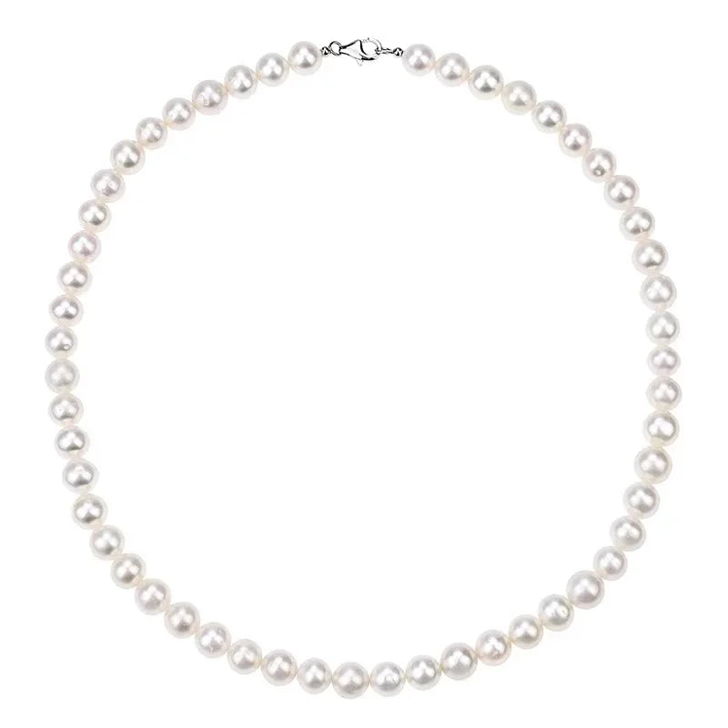 Pearl Necklace Men Simple Handmade Strand Bead Necklace New Trendy Men Jewelry for Women Girls Wedding Banquet Necklaces