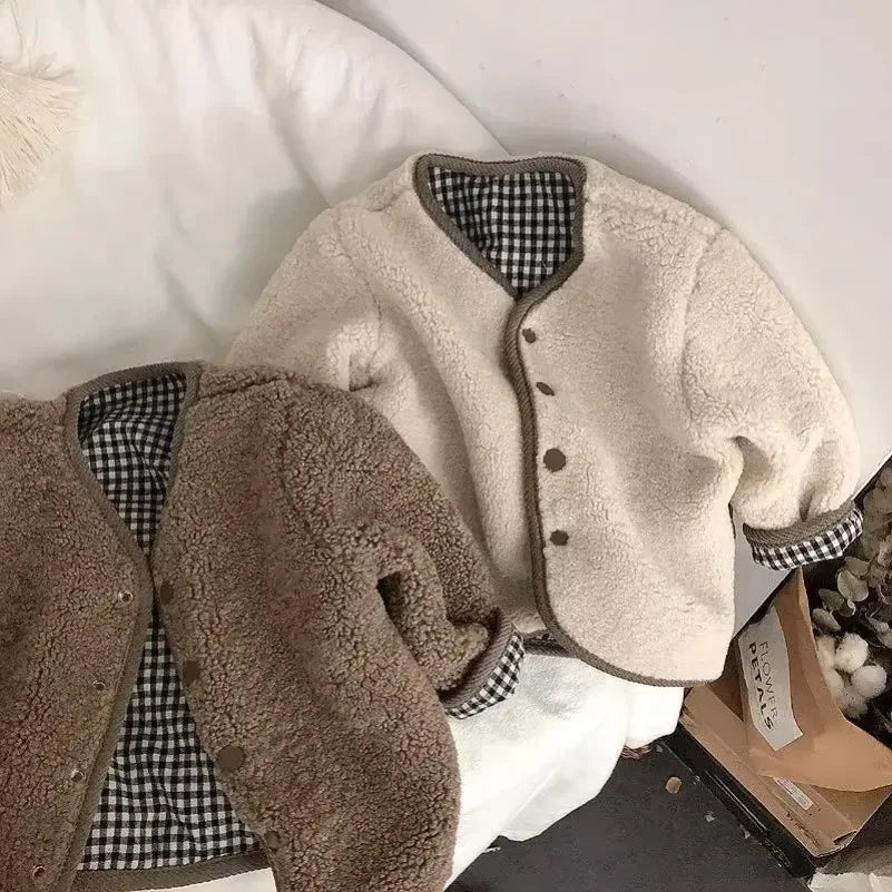 Two Sided Plaid Plush Jacket