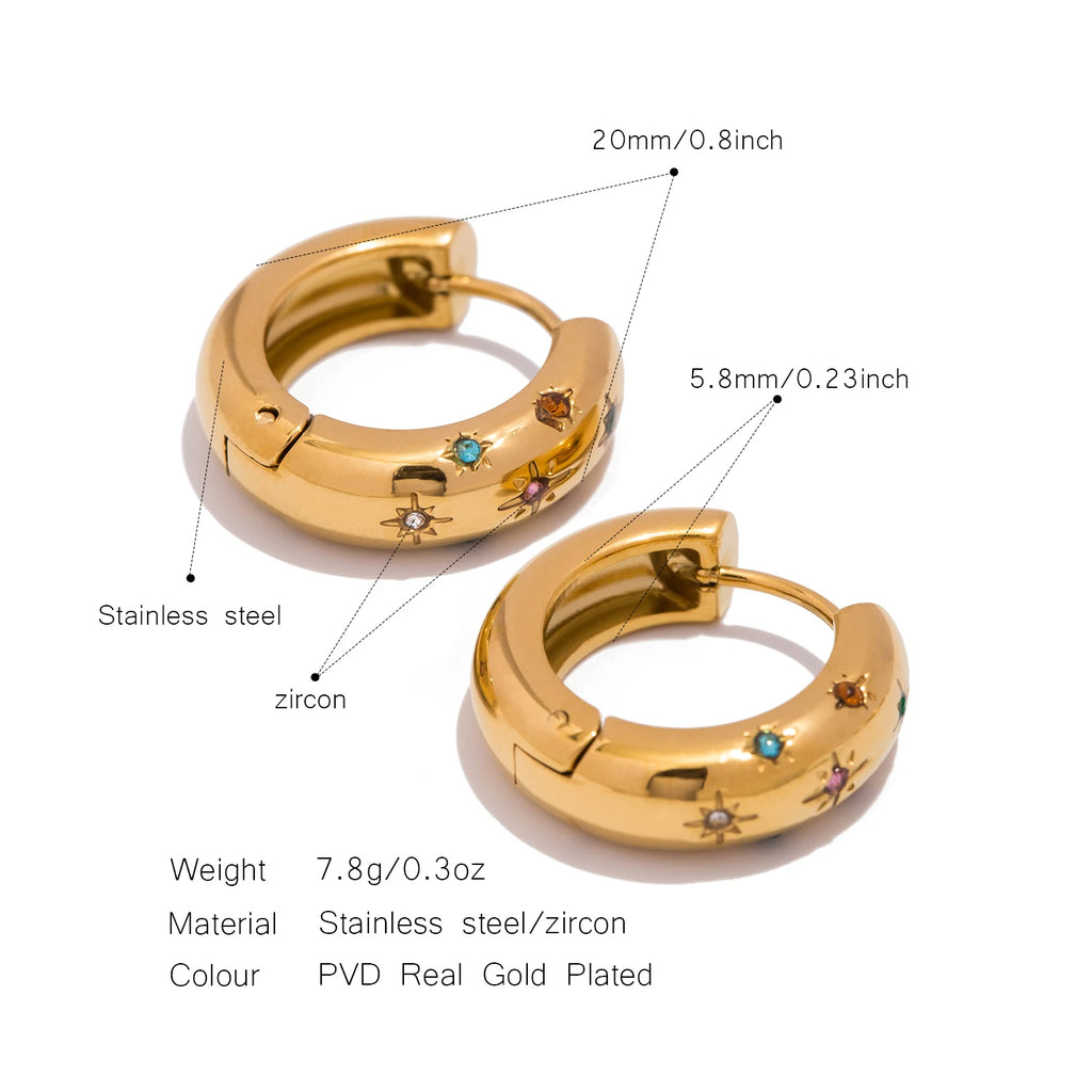 Inlaid Zircon Hoop Earrings