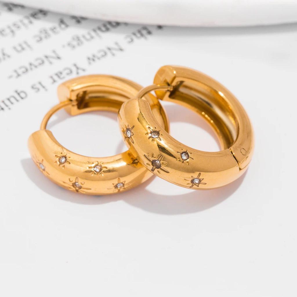 Inlaid Zircon Hoop Earrings