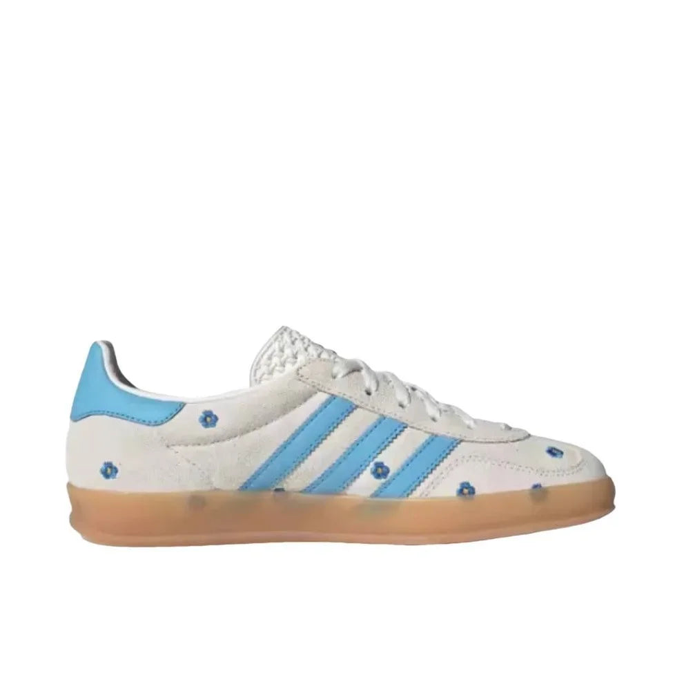 Adidas Original Samba OG WOMEN Skateboarding Shoes Little Blue Flower - Grey Blue Low Top German Training Board Shoes