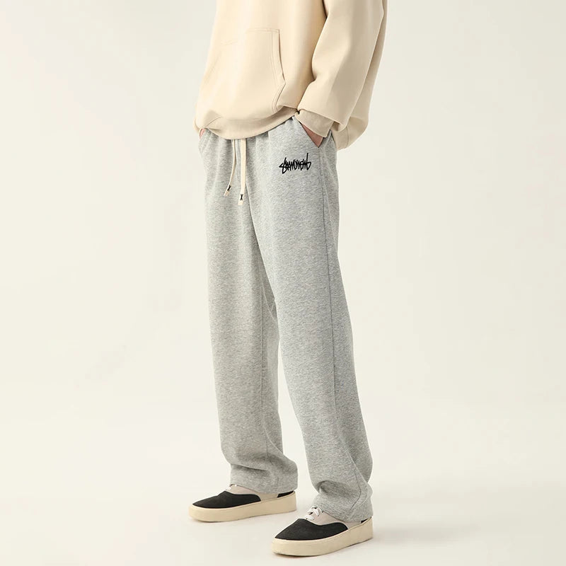 Men's Graphic Drawstring Waist Sweatpants, Regular Fit Casual Pocket Straight Leg Pants for Daily Wear, Men's Bottoms for Season