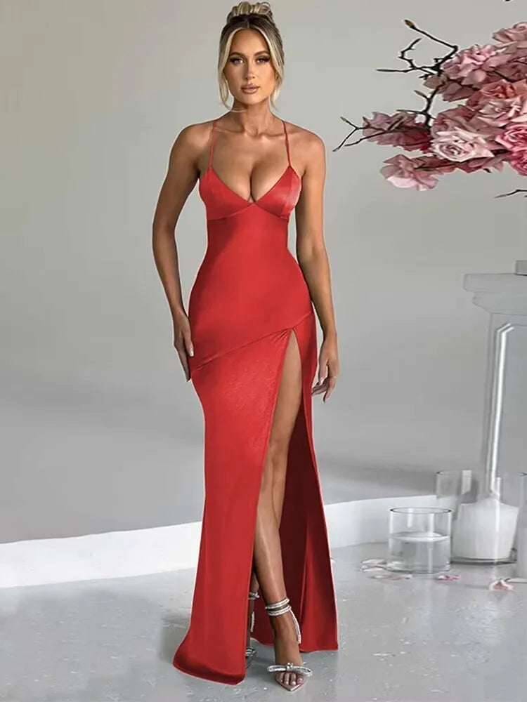 Avrilyaan Satin Backless Slim Sexy Dress Women 2024 Bodycon Long Summer Dress Mermaid Elegant NightClub Party Dresses Vestidos