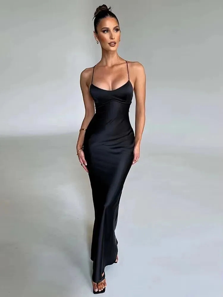 Avrilyaan Satin Backless Slim Sexy Dress Women 2024 Bodycon Long Summer Dress Mermaid Elegant NightClub Party Dresses Vestidos