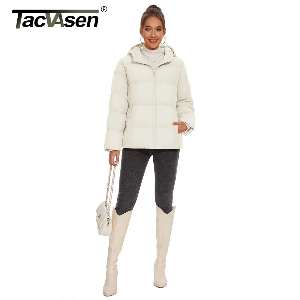 TACVASEN Winter Down Jackets Womens Hooded Puffer Jackets Lightweight Thermal Warm Down Coats Padded Jacket Quilted Coat Outwear