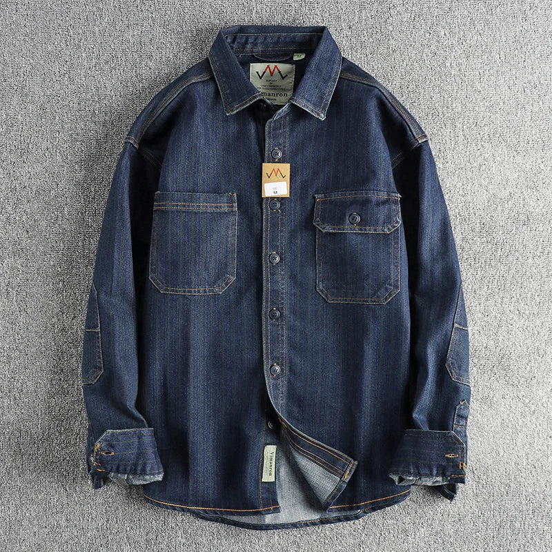 Denim Cargo Striped Shirt
