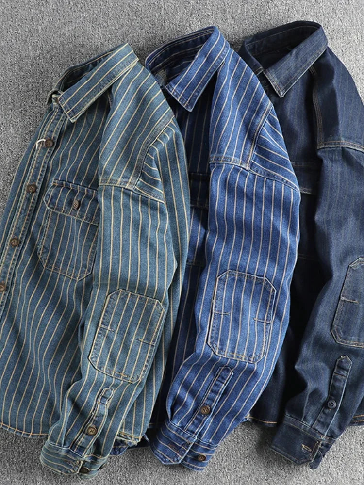 Denim Cargo Striped Shirt