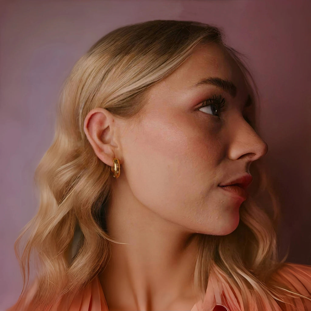 Inlaid Zircon Hoop Earrings