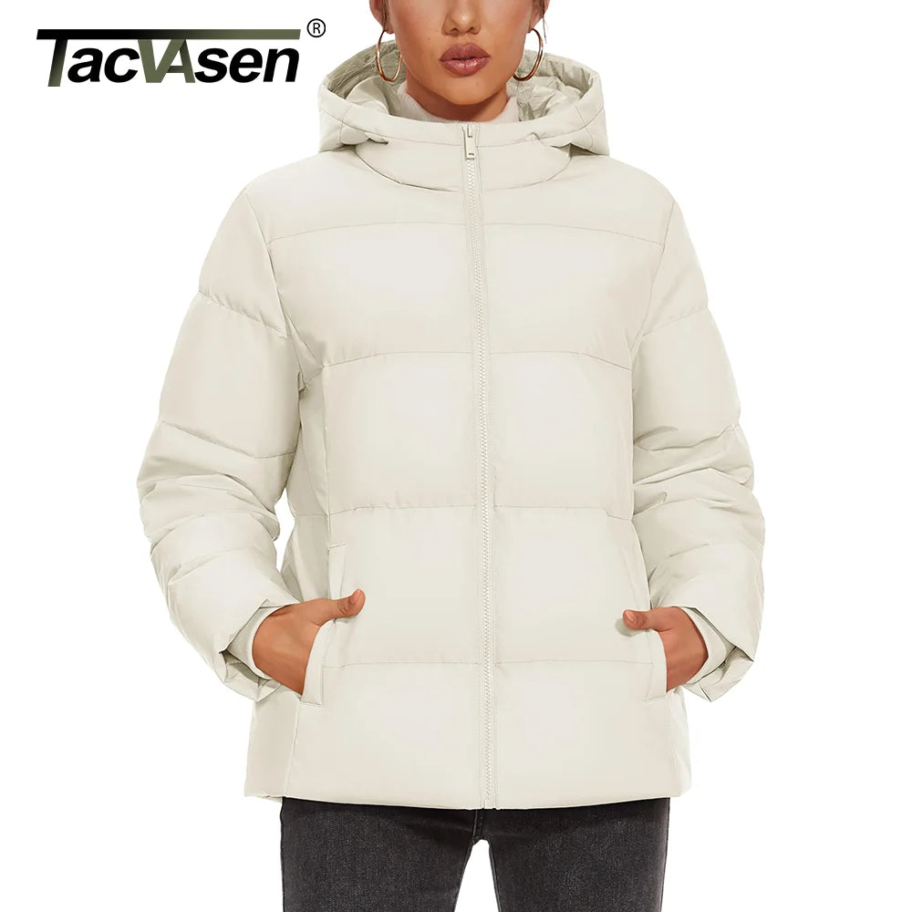 TACVASEN Winter Down Jackets Womens Hooded Puffer Jackets Lightweight Thermal Warm Down Coats Padded Jacket Quilted Coat Outwear