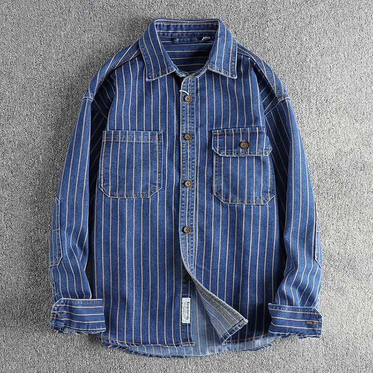 Denim Cargo Striped Shirt
