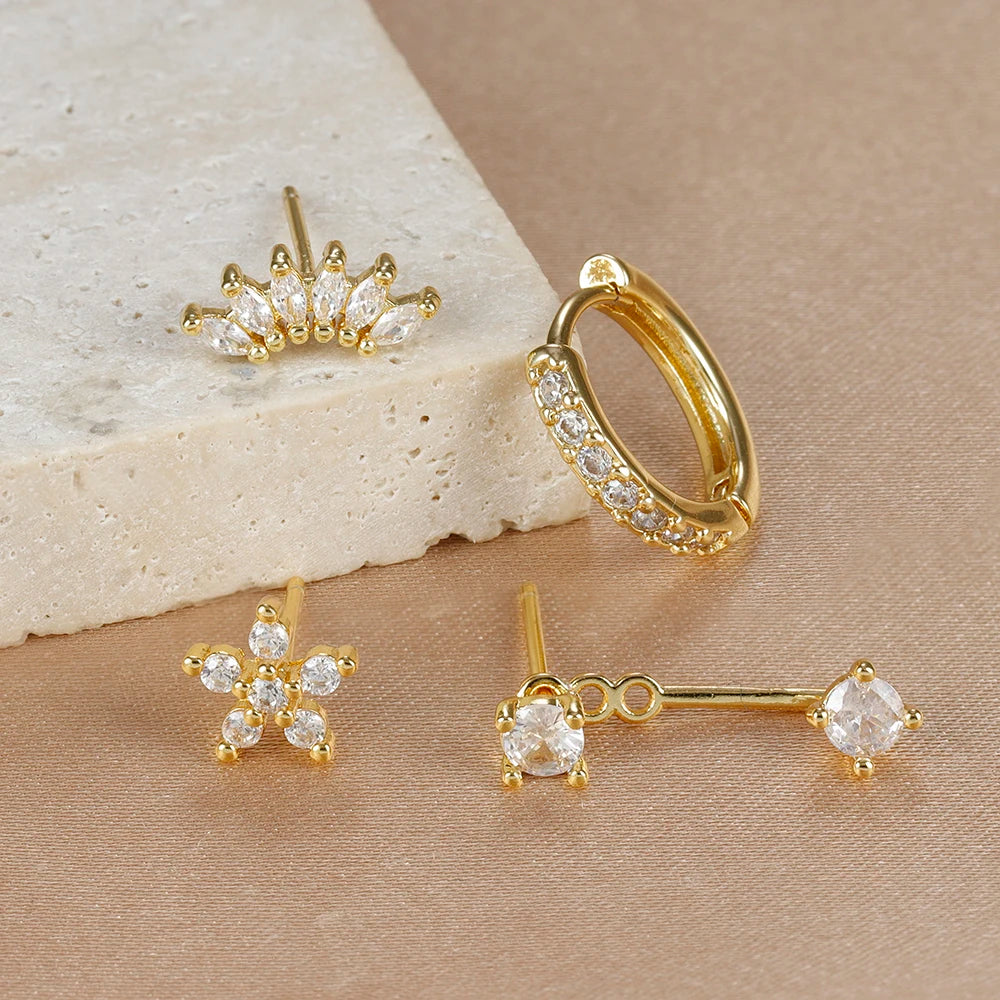 4PCS Circle Huggie Hoop Earrings