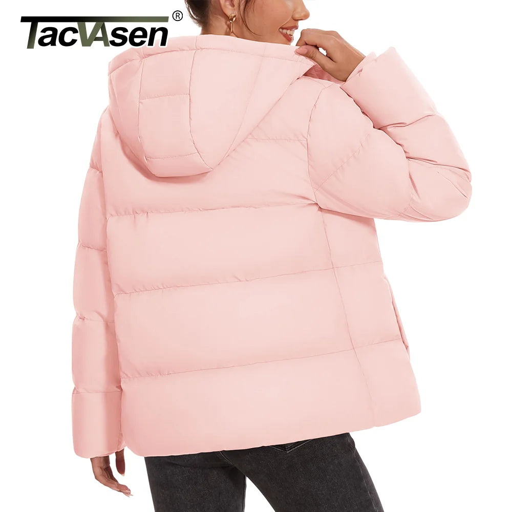 TACVASEN Winter Down Jackets Womens Hooded Puffer Jackets Lightweight Thermal Warm Down Coats Padded Jacket Quilted Coat Outwear
