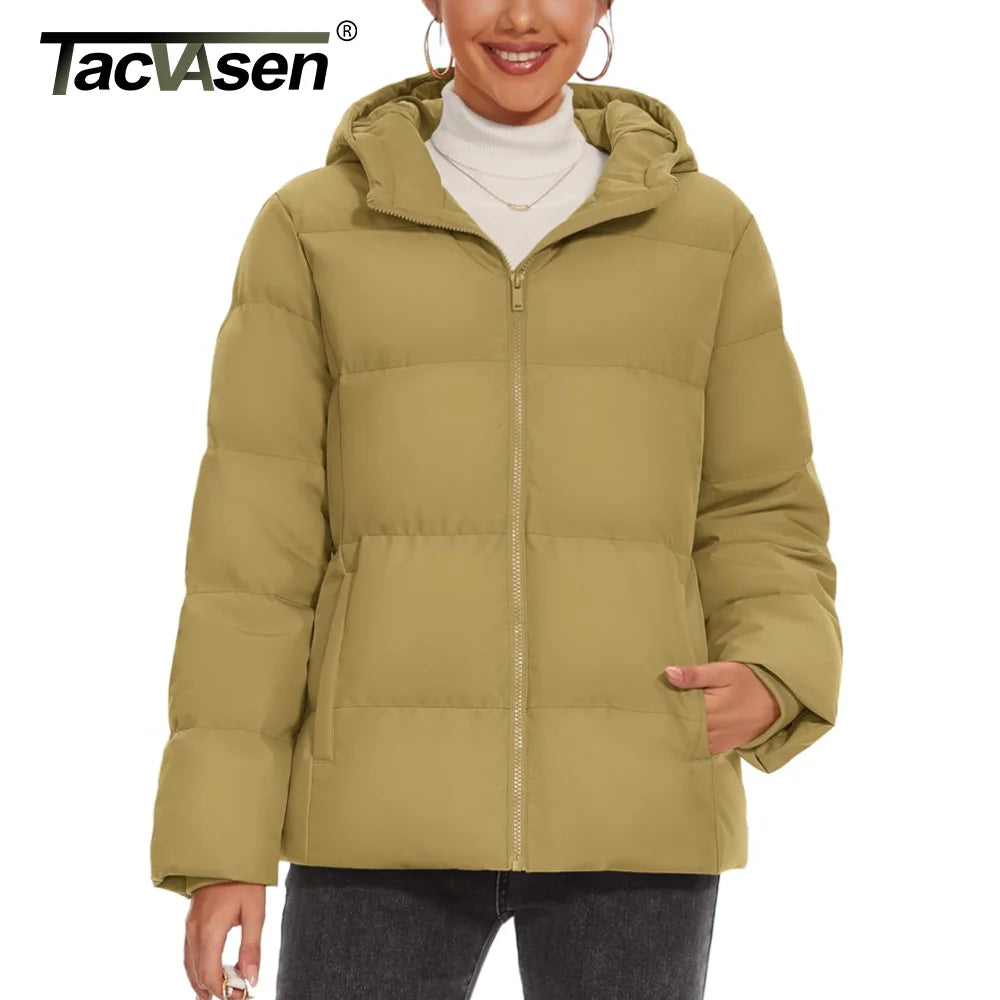 TACVASEN Winter Down Jackets Womens Hooded Puffer Jackets Lightweight Thermal Warm Down Coats Padded Jacket Quilted Coat Outwear