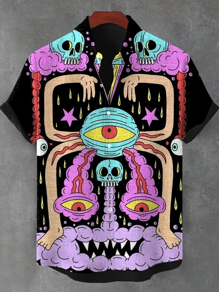 Cat Graphics Hawaiian Lapel Shirt