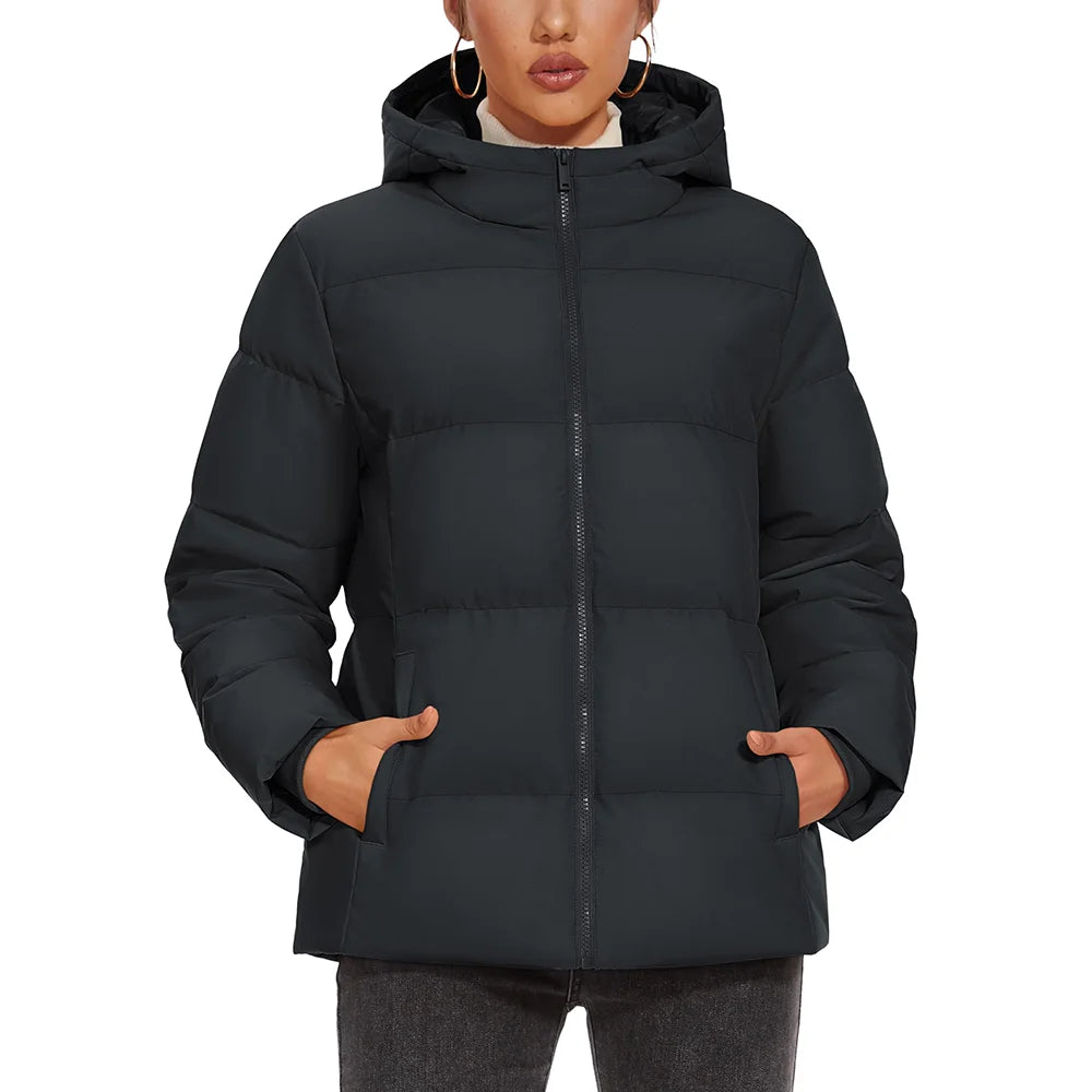 TACVASEN Winter Down Jackets Womens Hooded Puffer Jackets Lightweight Thermal Warm Down Coats Padded Jacket Quilted Coat Outwear