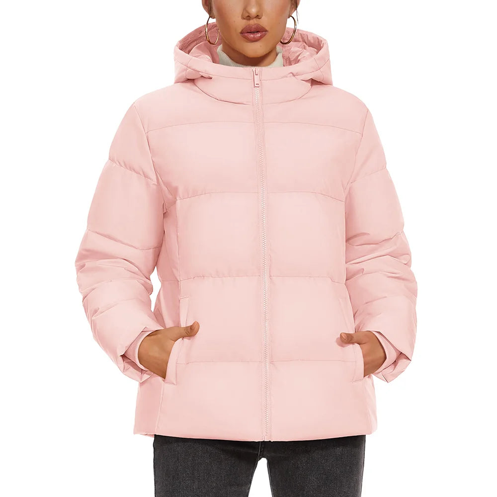 TACVASEN Winter Down Jackets Womens Hooded Puffer Jackets Lightweight Thermal Warm Down Coats Padded Jacket Quilted Coat Outwear