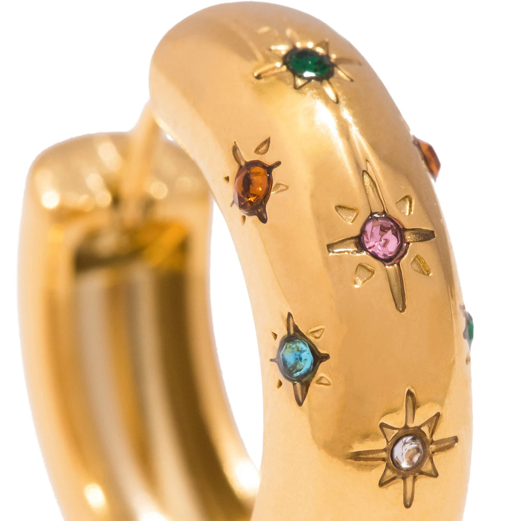 Inlaid Zircon Hoop Earrings