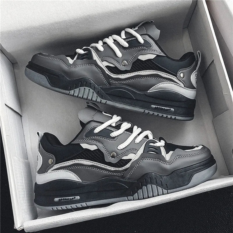 Men's Vulcanized Shoes Trendy Personalized Teenagers Casual Shoes Round Toe Lace-Up Plus Size Platform Shoes Men Shose For Sale